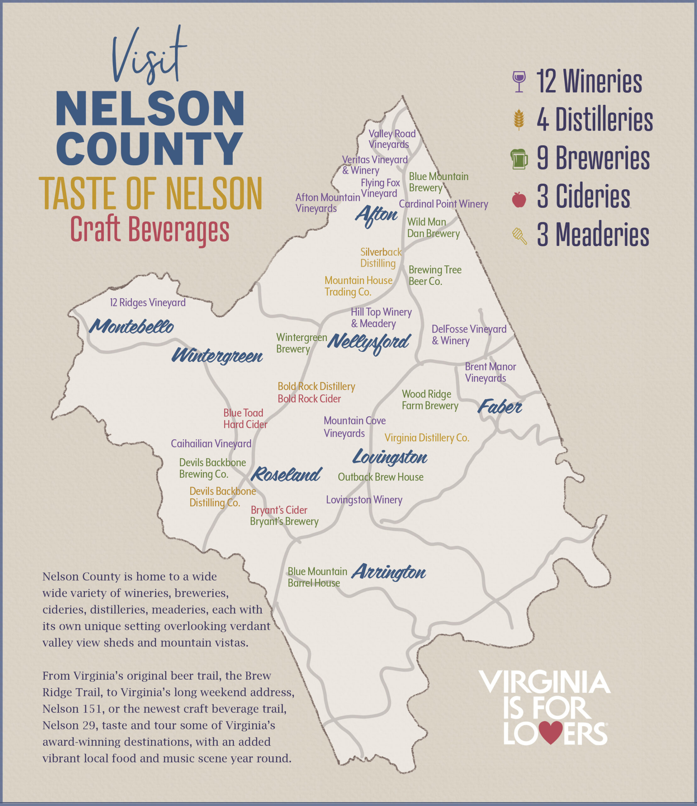 Nelson County Craft Beverage Map