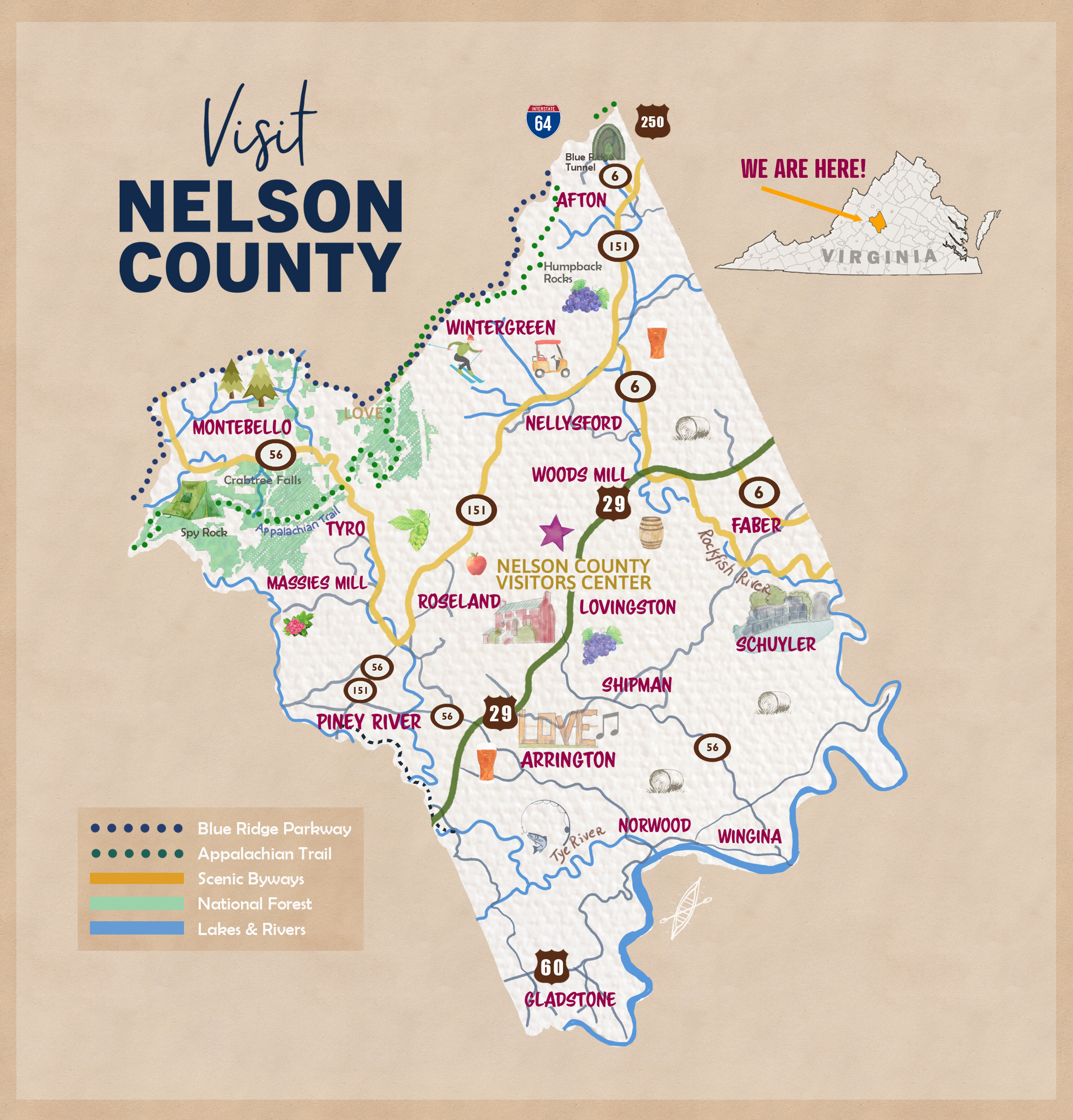 Map of Nelson County Virginia